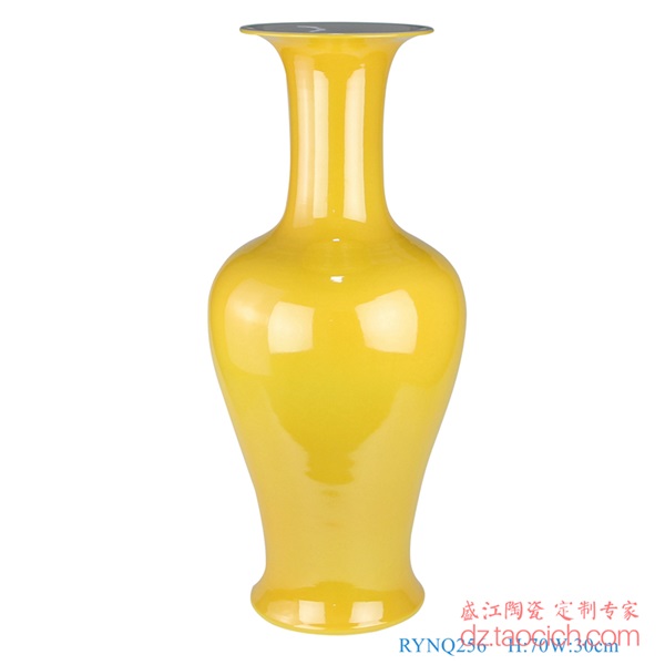 上图：盛江陶瓷定制颜色釉黄釉大花瓶赏瓶高70cm 直径30cm  购买请点击图片