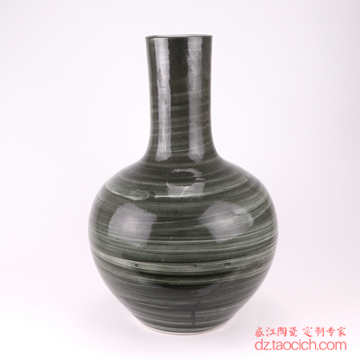 颜色釉窑变水墨线圈纹天球瓶